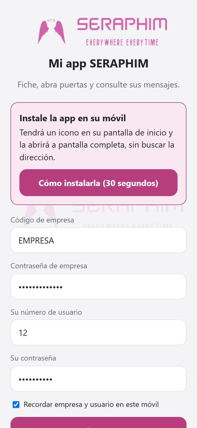 Écran d'accueil avec l'invitation à installer